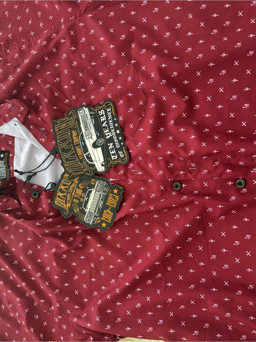 Men's DIXXON LOW RIDER Red Printed Button-Up Shirt